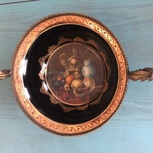 Dominic Porcelain Black and Gold Serveware with Ornate Handles